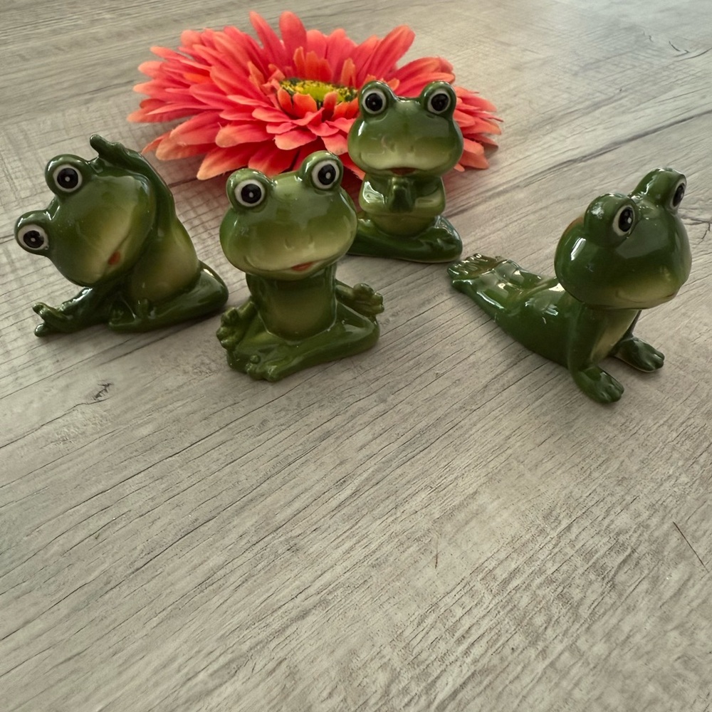 Set of Ceramic Frog Figurines